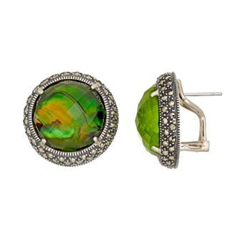 Lavish by TJM Sterling Silver Abalone Doublet & Marcasite Earrings