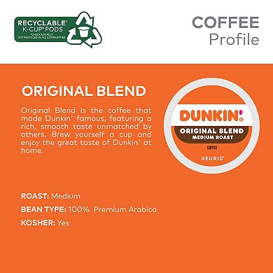 Dunkin' Donuts Original Blend Coffee, Keurig® K-Cup® Pods, Medium Roast