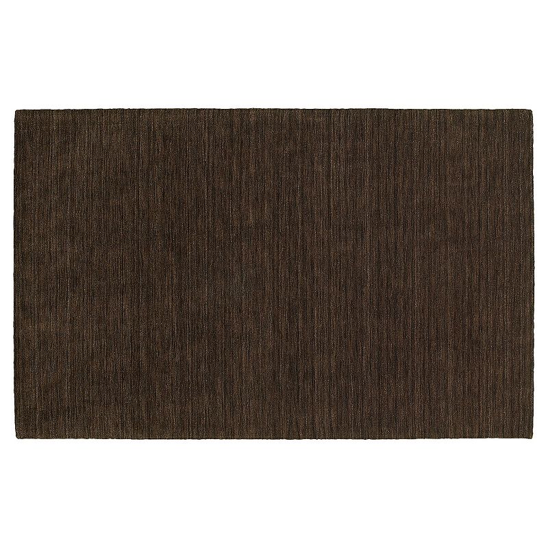 StyleHaven Asher Solid Wool Rug, Dark Brown, 5X8 Ft