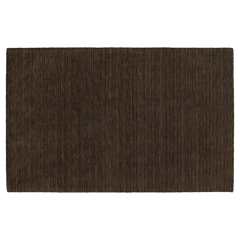 StyleHaven Asher Solid Wool Rug, Dark Brown, 5X8 Ft