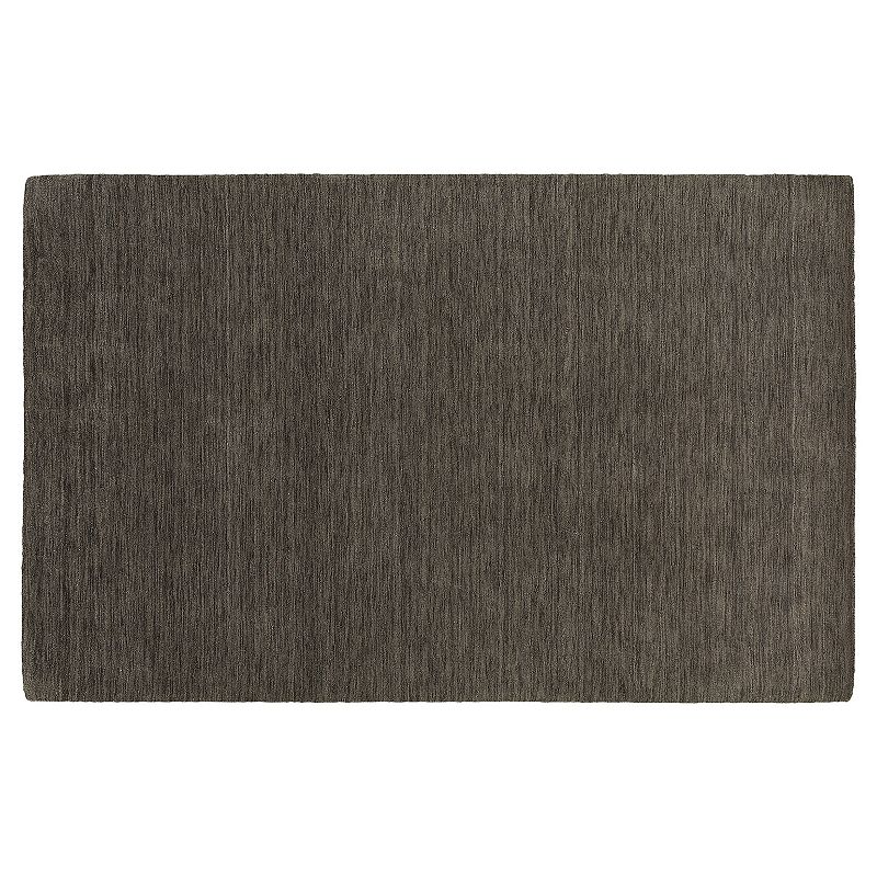 StyleHaven Asher Solid Wool Rug, Dark Grey, 5X8 Ft