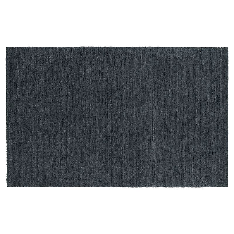 StyleHaven Asher Solid Wool Rug, Dark Blue, 5X8 Ft