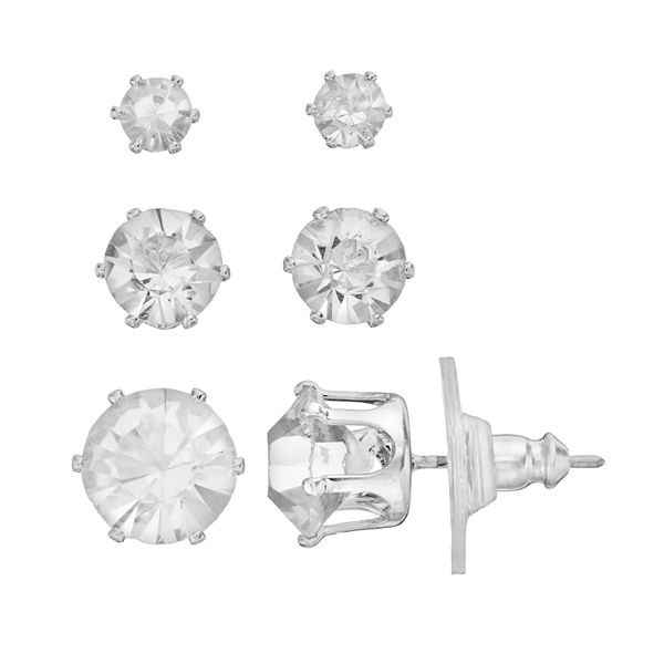 Cubic Zirconia Stud Earring Set