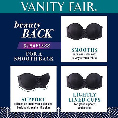Womens Vanity Fair Lingerie Beauty Back Strapless Full Figure Underwire Bra 74380