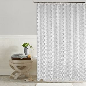 Colordrift Troy Metallic Greek Key Shower Curtain