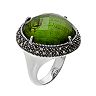 Lavish by TJM Sterling Silver Abalone Doublet & Marcasite Halo Ring