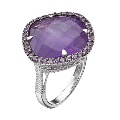 SIRI USA by TJM Sterling Silver Amethyst Halo Ring