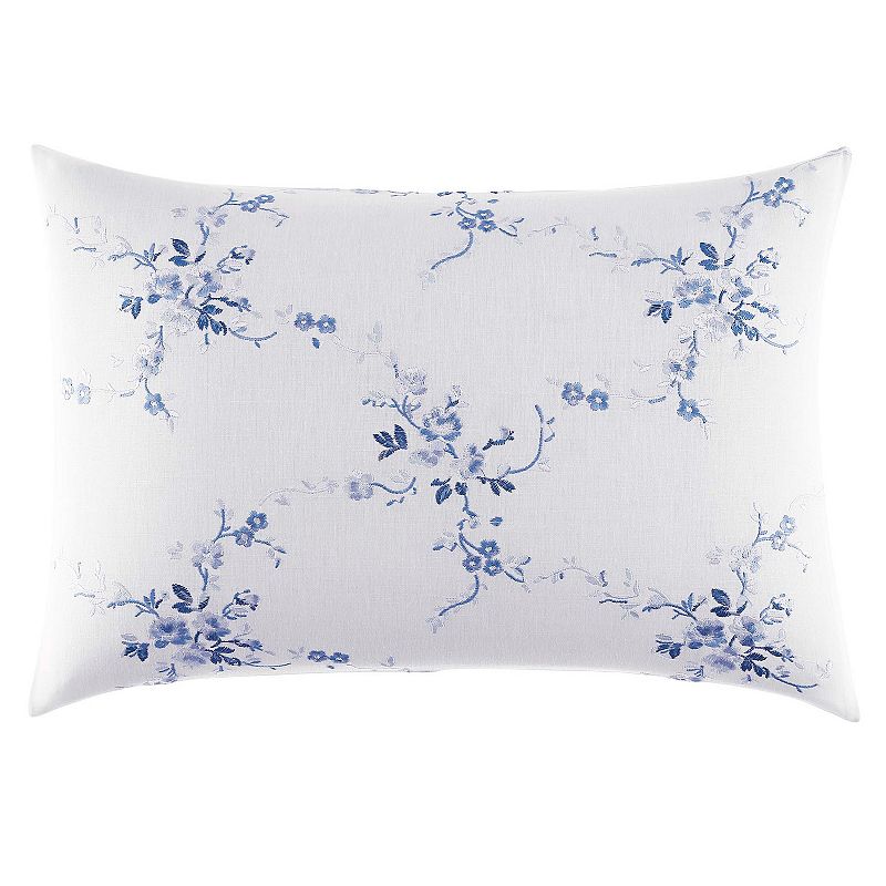 Laura Ashley Lifestyles Charlotte Embroidered Throw Pillow, Blue, 14X18