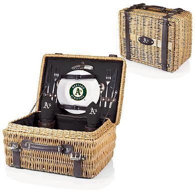 Picnic Time Oakland Athletics Champion Willow Picnic Basket with Service for 2