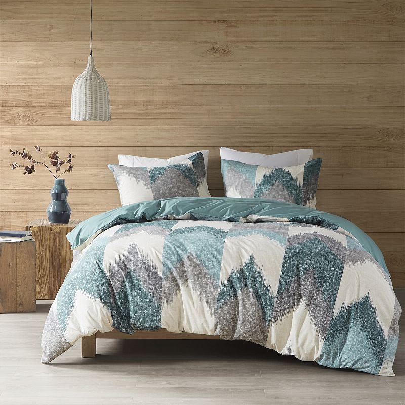 INK+IVY Alpine 3-piece Cotton Duvet Cover Set with Shams, Turquoise/Blue, K