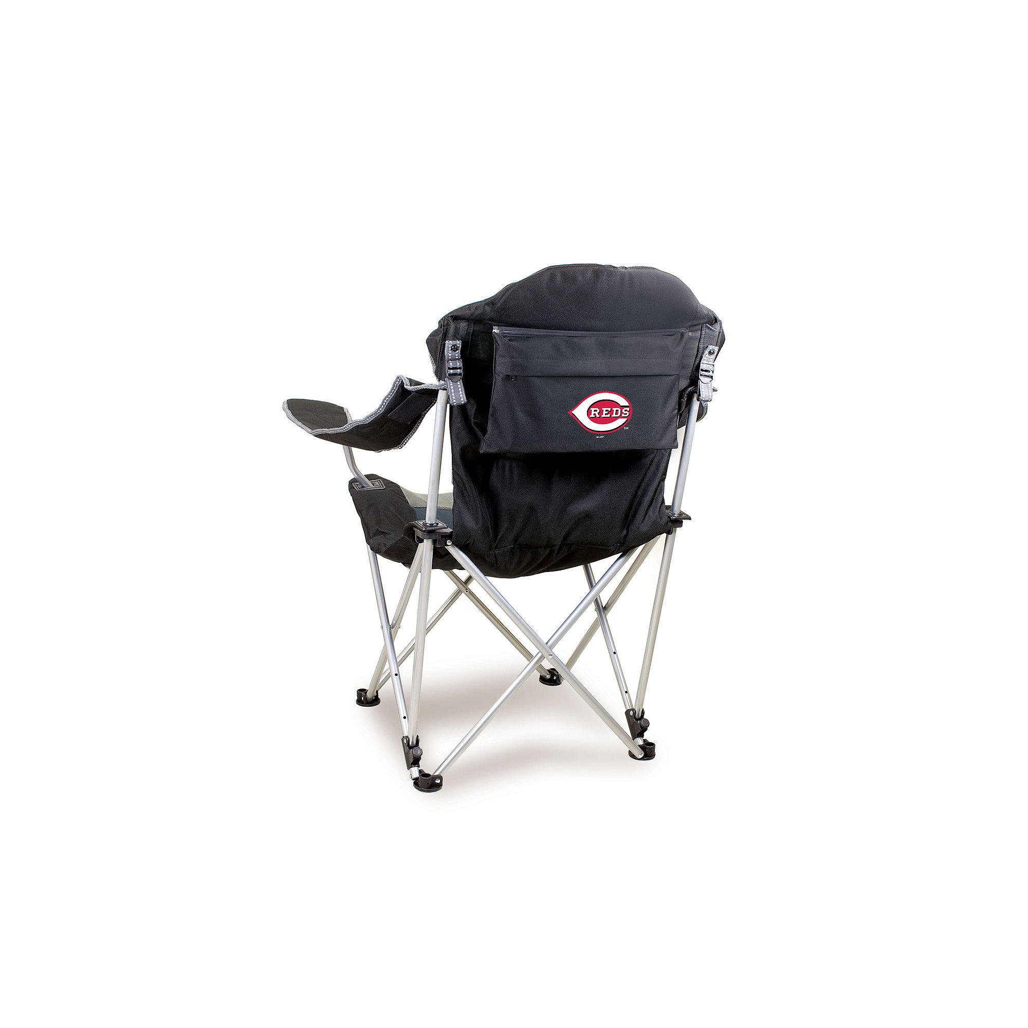 Picnic Time Cincinnati Reds Black Reclining Camp Chair, Red Black