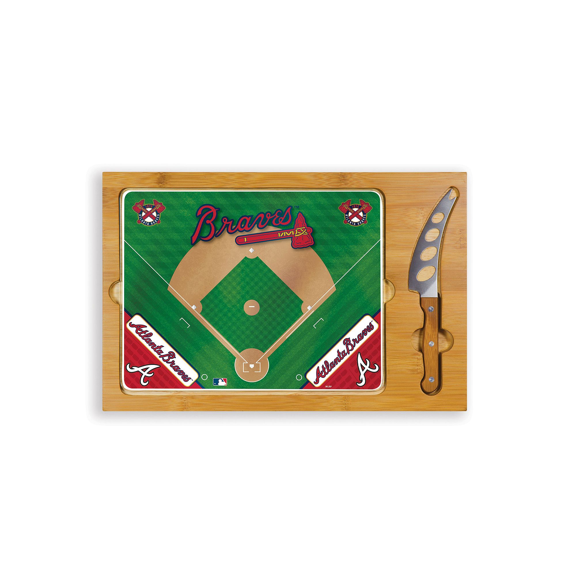 Picnic Time Atlanta Braves Icon Rectangular Cutting Board Gift Set, Brown