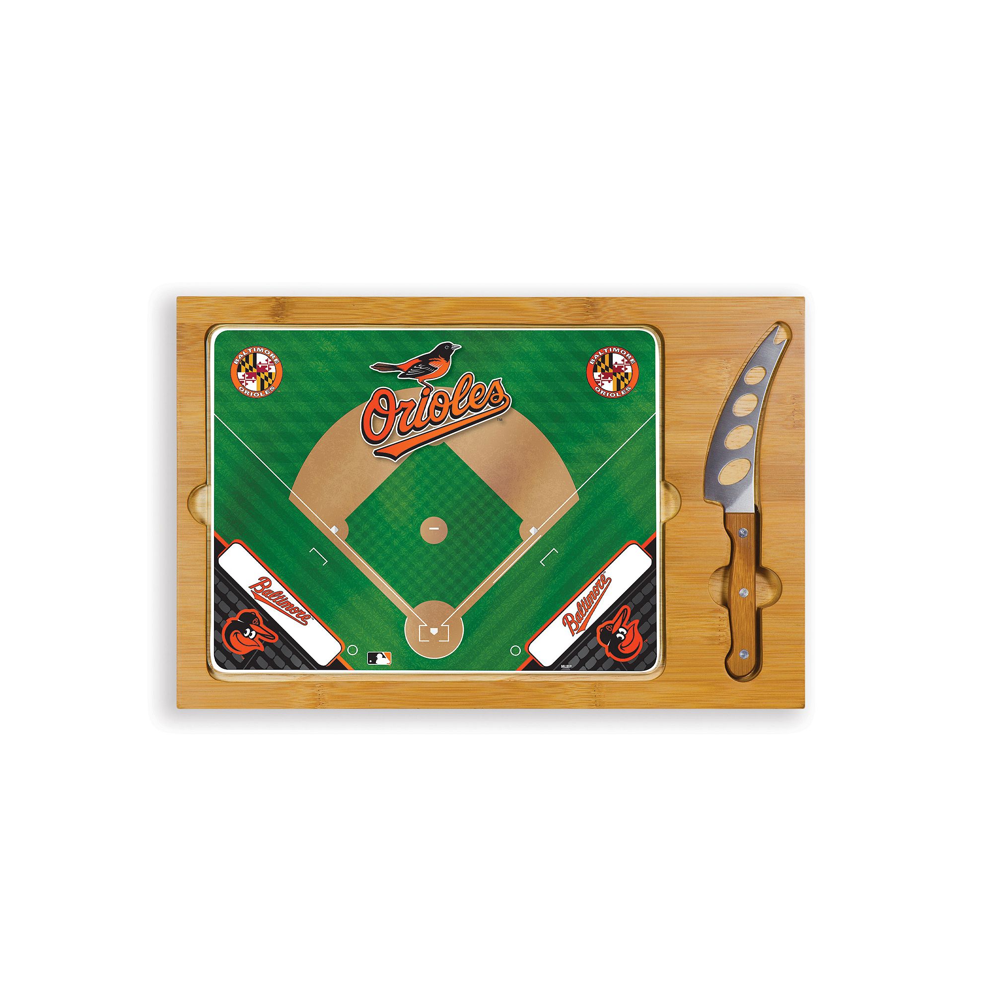 Picnic Time Baltimore Orioles Icon Rectangular Cutting Board Gift Set, Brow