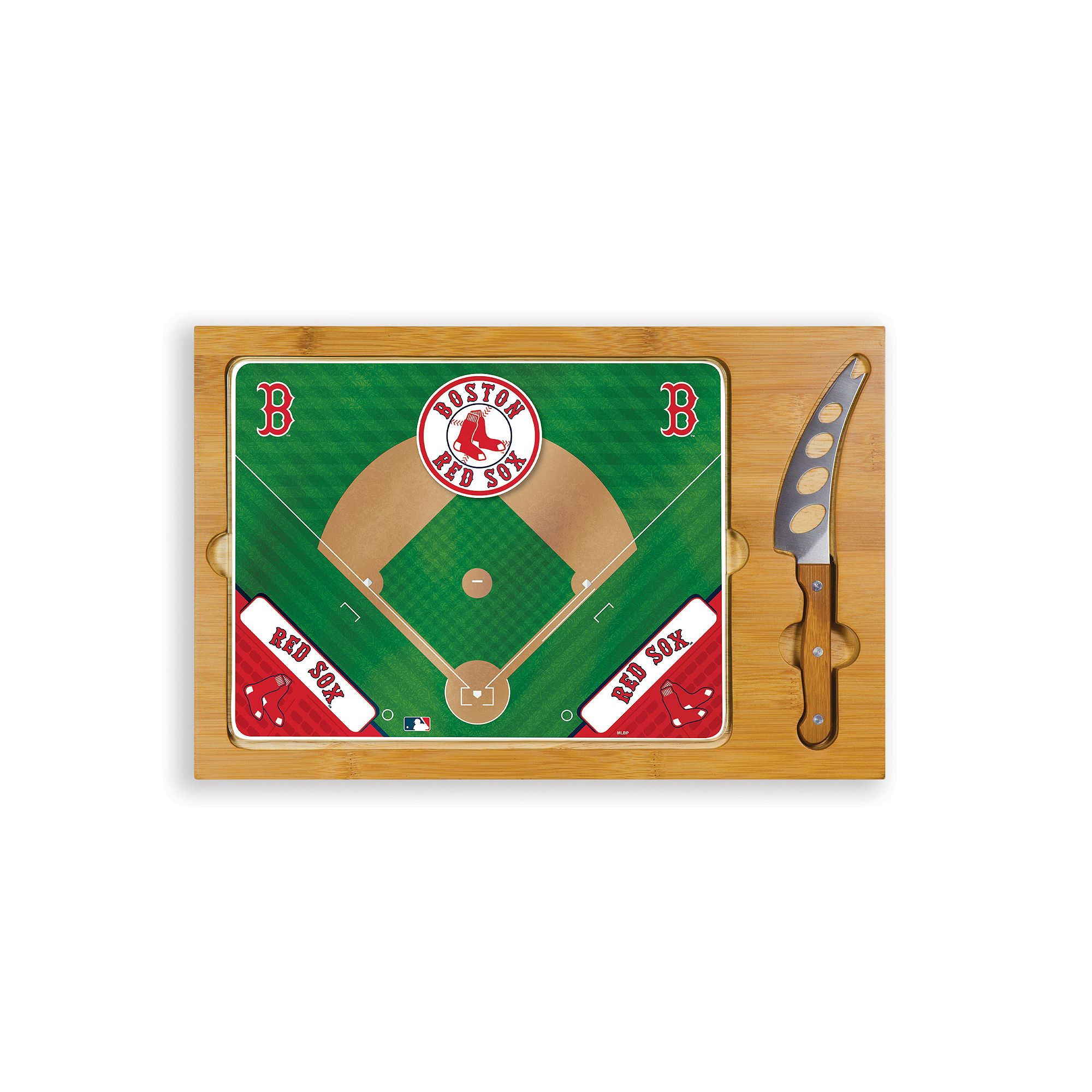 Picnic Time Boston Red Sox Icon Rectangular Cutting Board Gift Set, Brown