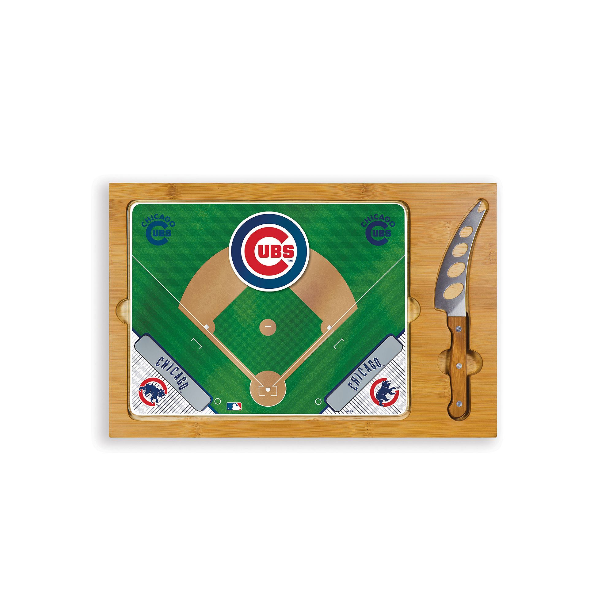 Picnic Time Chicago Cubs Icon Rectangular Cutting Board Gift Set, Brown