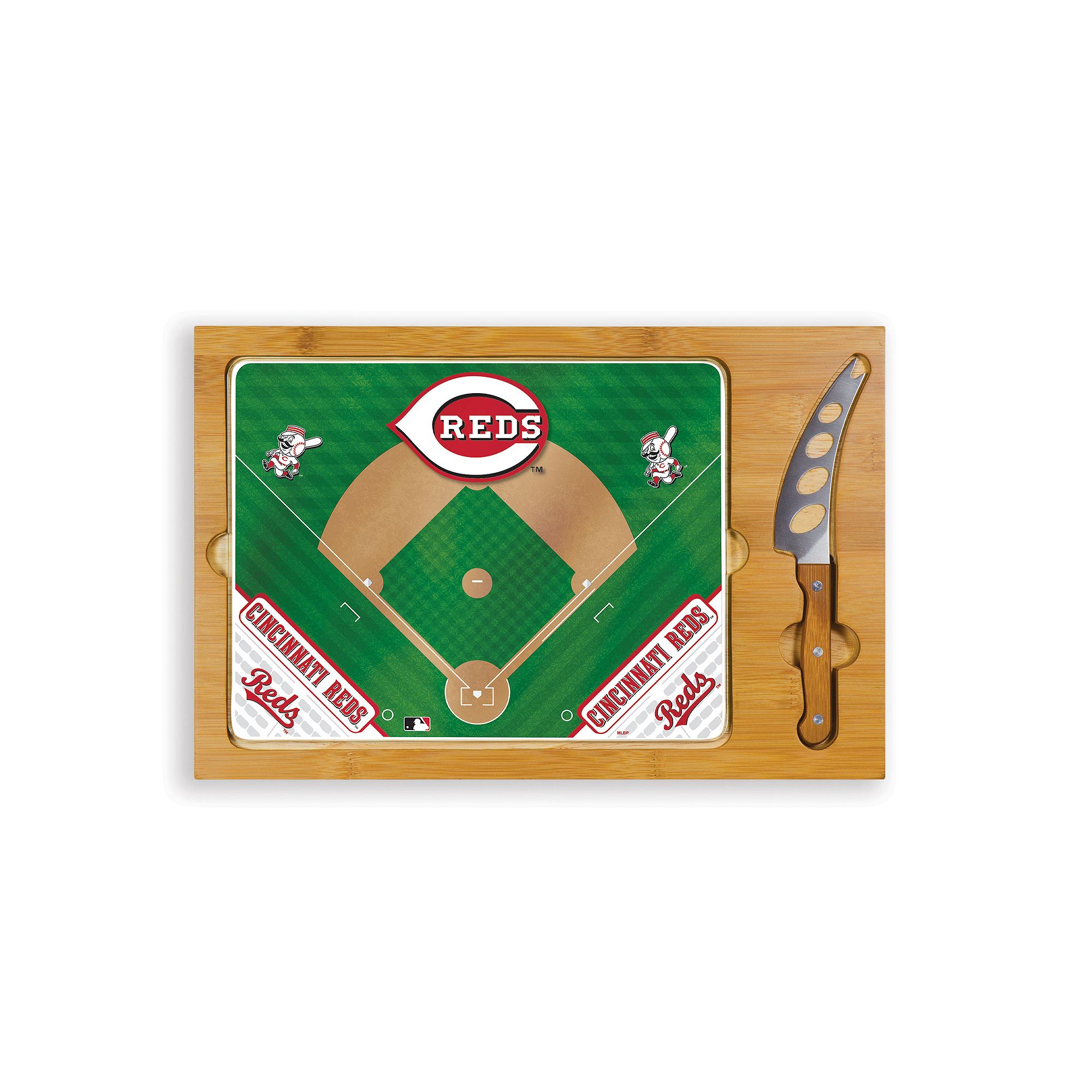 Picnic Time Cincinnati Reds Icon Rectangular Cutting Board Gift Set, Red Br