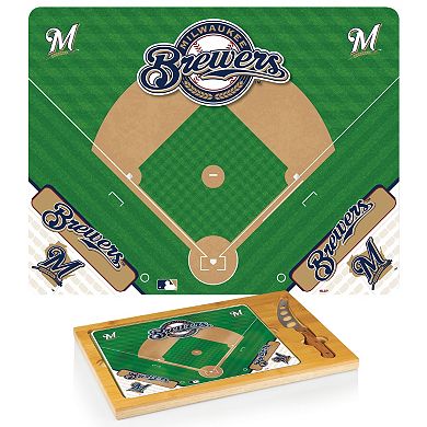 Picnic Time Milwaukee Brewers Icon Rectangular Cutting Board Gift Set