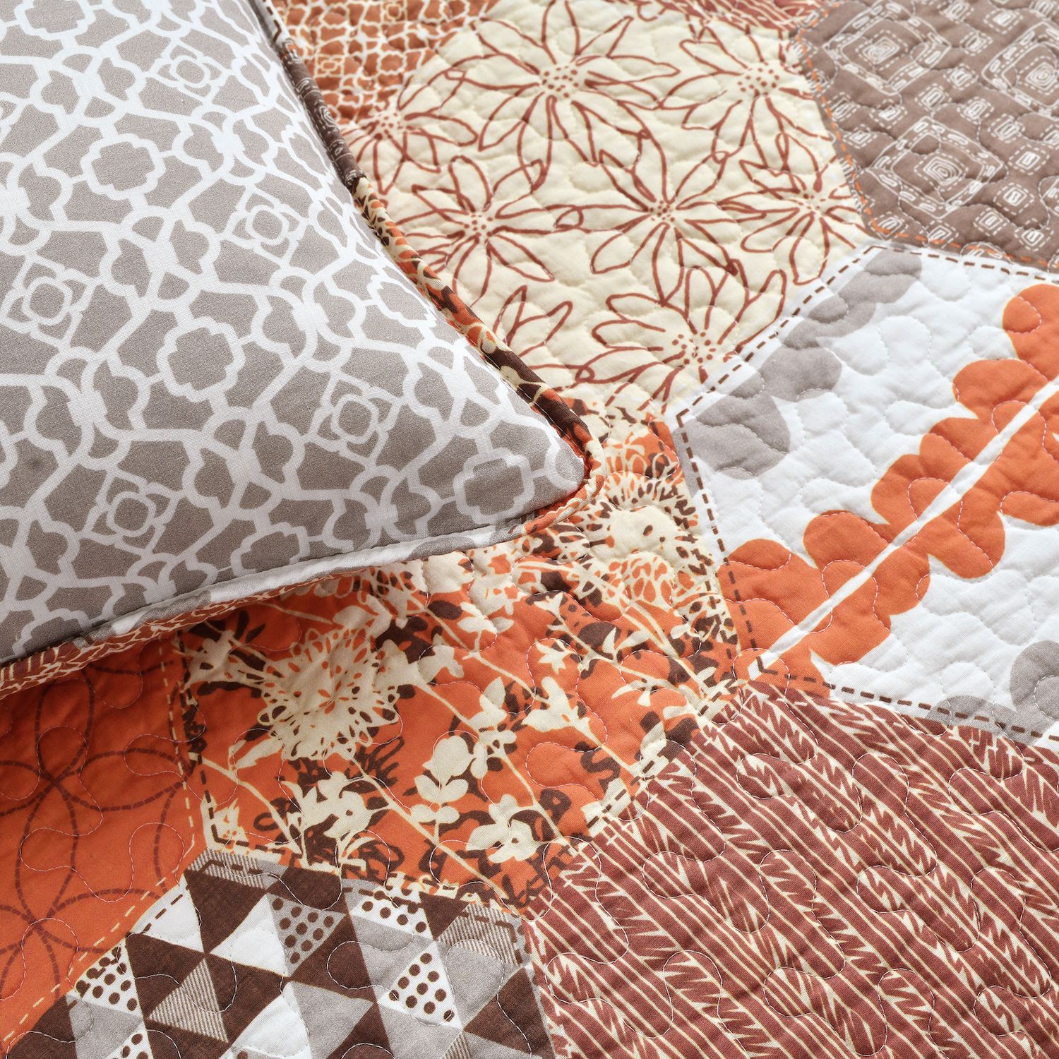 Lush Decor Briley Set Copripiumino Reversibile 3 Pezzi King Size - Cotone 100% Con Motivo Traliccio, Colore Mandarino