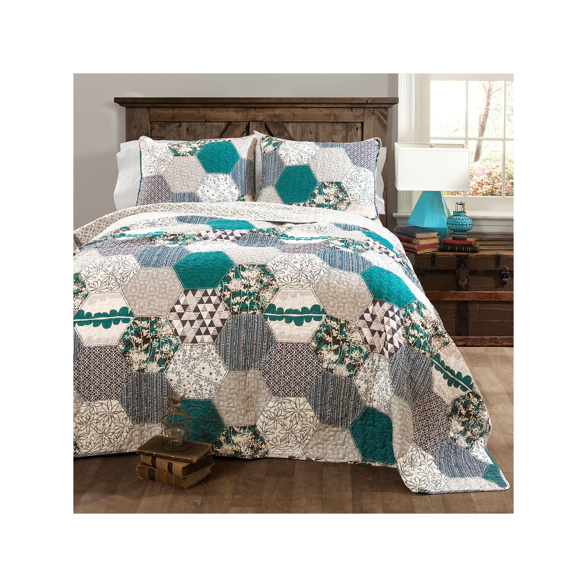 Lush Decor Briley Quilt Set, Turquoise