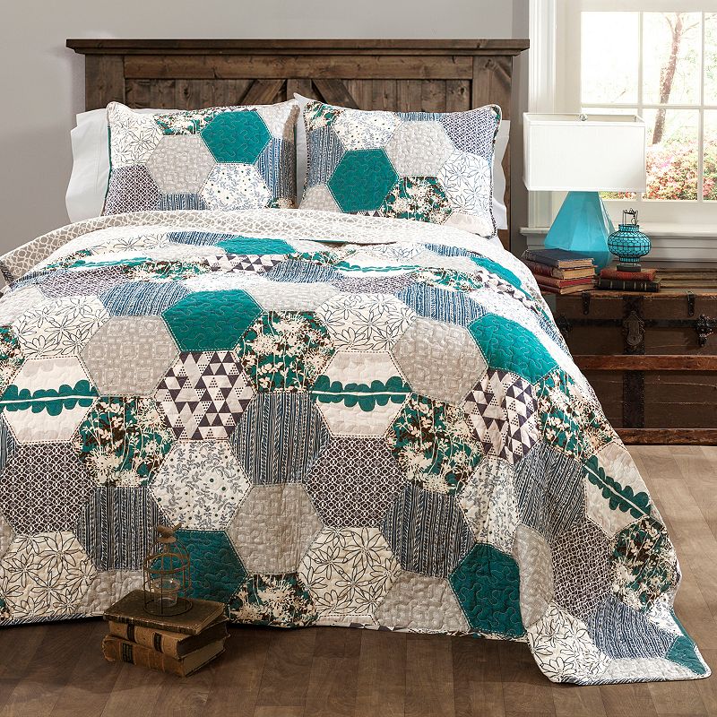 Lush Decor Briley Quilt Set, Turquoise/Blue, Full/Queen