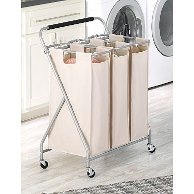 Whitmor Triple Sorter Rolling Laundry Cart