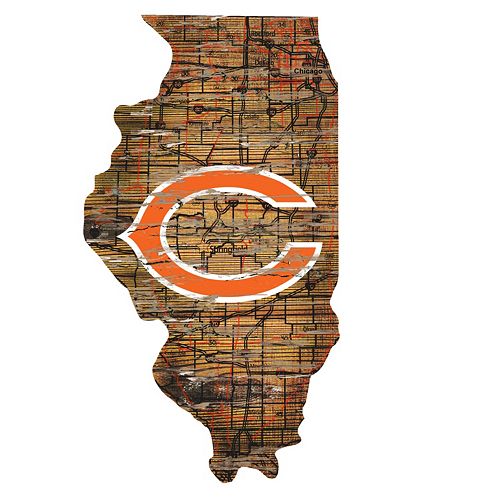 Chicago Bears Distressed 24″ x 24″ State Wall Art