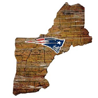 New England Patriots Distressed 23.5" x 12.5" State Wall Art