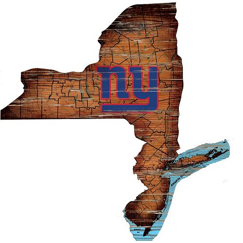 New York Giants Distressed 24″ x 24″ State Wall Art