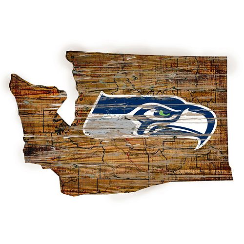 Seattle Seahawks Distressed 24″ x 24″ State Wall Art