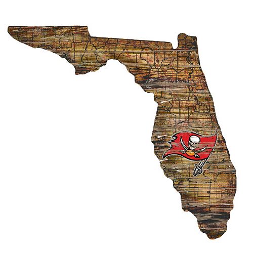 Tampa Bay Buccaneers Distressed 24 x 24 State Wall Art