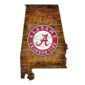 Alabama Crimson Tide Distressed 24" x 24" State Wall Art