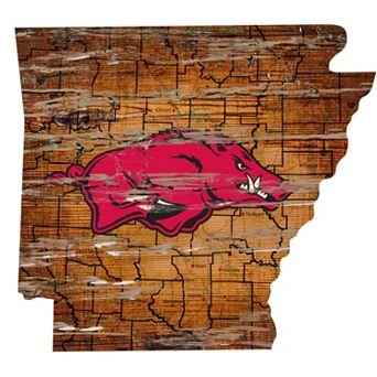Arkansas Razorbacks Distressed 24" x 24" State Wall Art