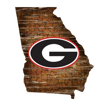 Georgia Bulldogs Distressed 24" x 24" State Wall Art