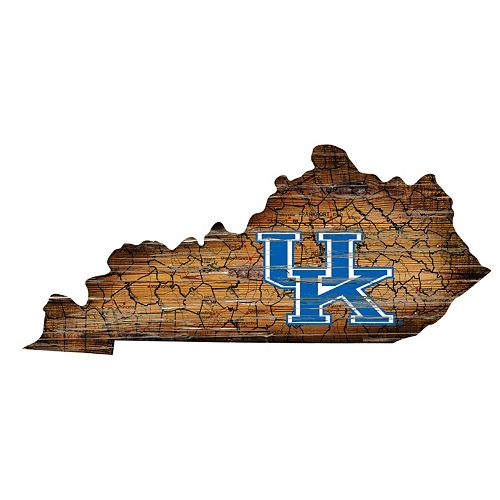 Kentucky Wildcats Distressed 24 x 24 State Wall Art