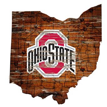 Ohio State Buckeyes Distressed 24" x 24" State Wall Art