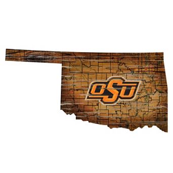 Oklahoma State Cowboys Distressed 24" x 24" State Wall Art