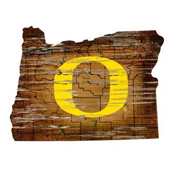 Oregon Ducks Distressed 24" x 24" State Wall Art