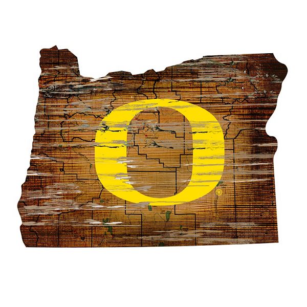 Oregon Ducks 12 Inch Wood Sign Round State Design NEW NCAA Cave Wall 