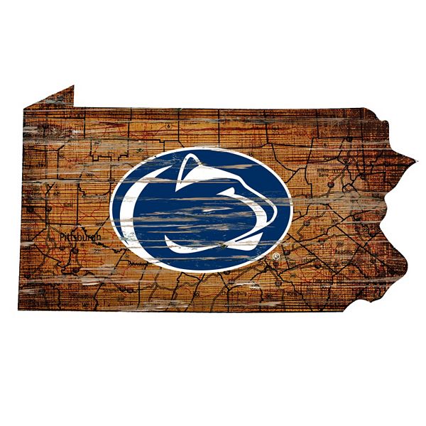 Penn State Nittany Lions Distressed 24 X 24 State Wall Art
