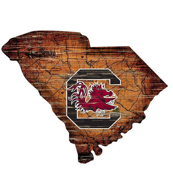 South Carolina Gamecocks Distressed 24" x 24" State Wall Art