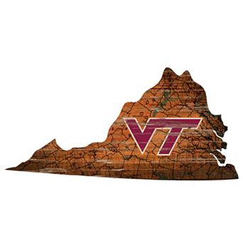 Virginia Tech Hokies Distressed 24" x 24" State Wall Art