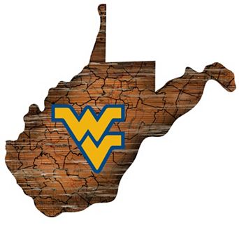 West Virginia Mountaineers Distressed 24" x 24" State Wall Art