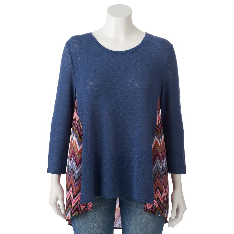 Woven Scoopneck 3/4 Sleeve Top | Kohl's