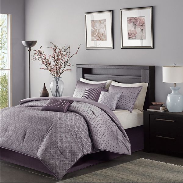 Madison Park Morris 7-piece Comforter Set with Throw Pillows - Purple (CAL KING)