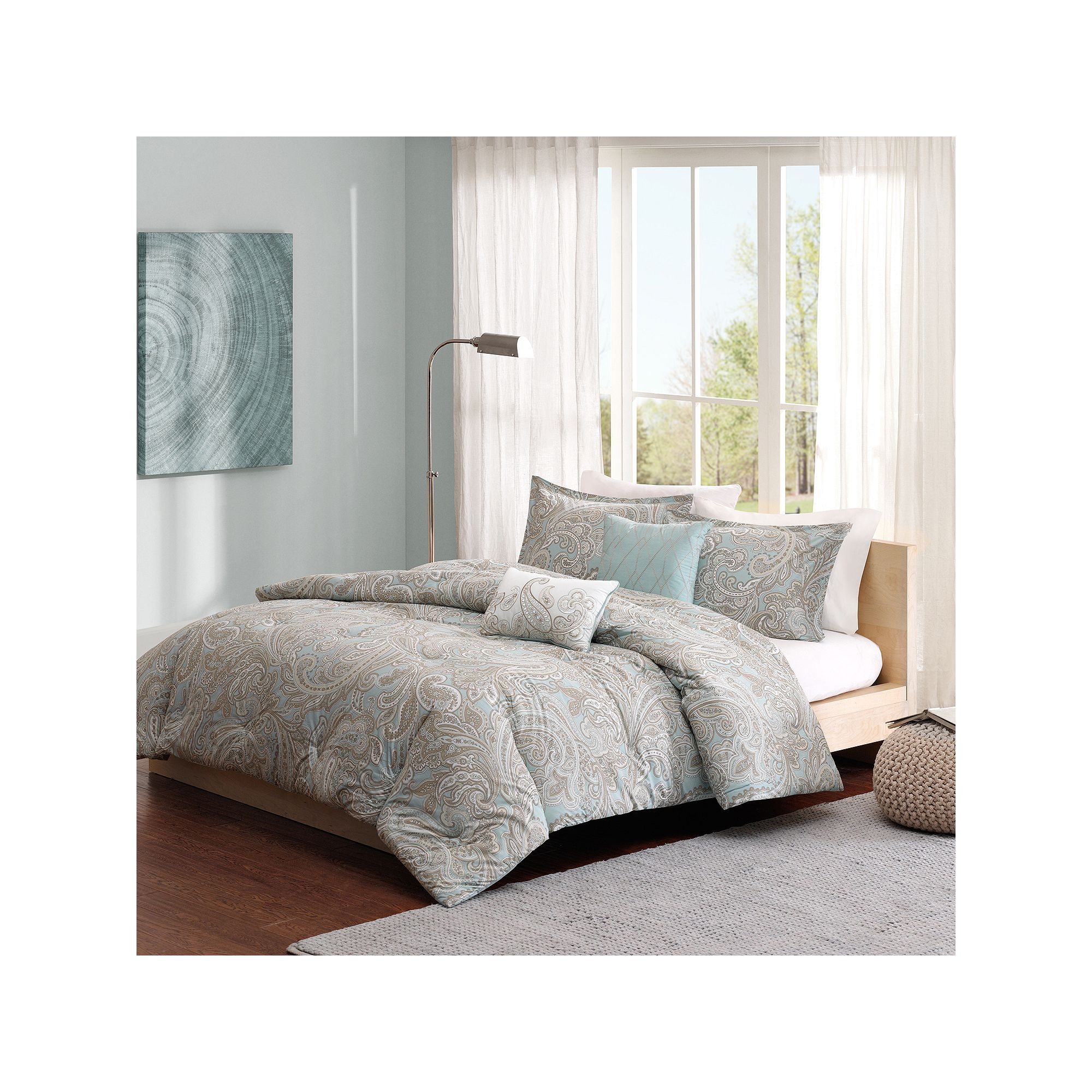 Madison Park Dermot 5-piece Cotton Comforter Set with Throw Pillows, Blue