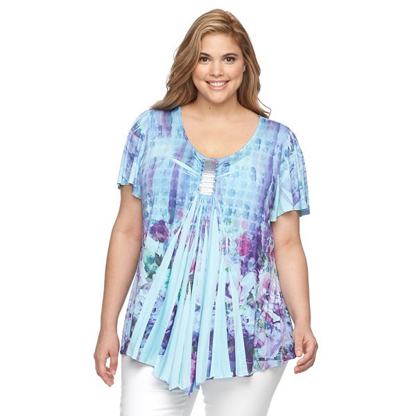 Plus Size World Unity Sublimation Embellished Top 0666