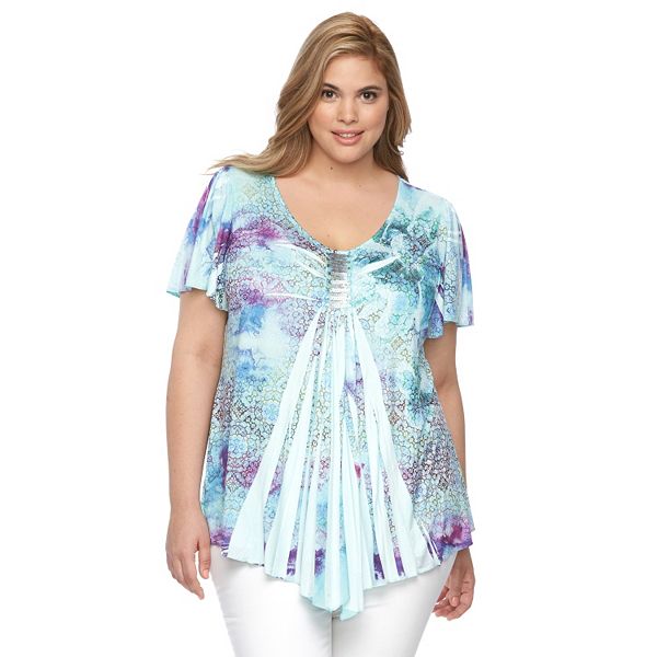 Plus Size World Unity Sublimation Embellished Top 8719