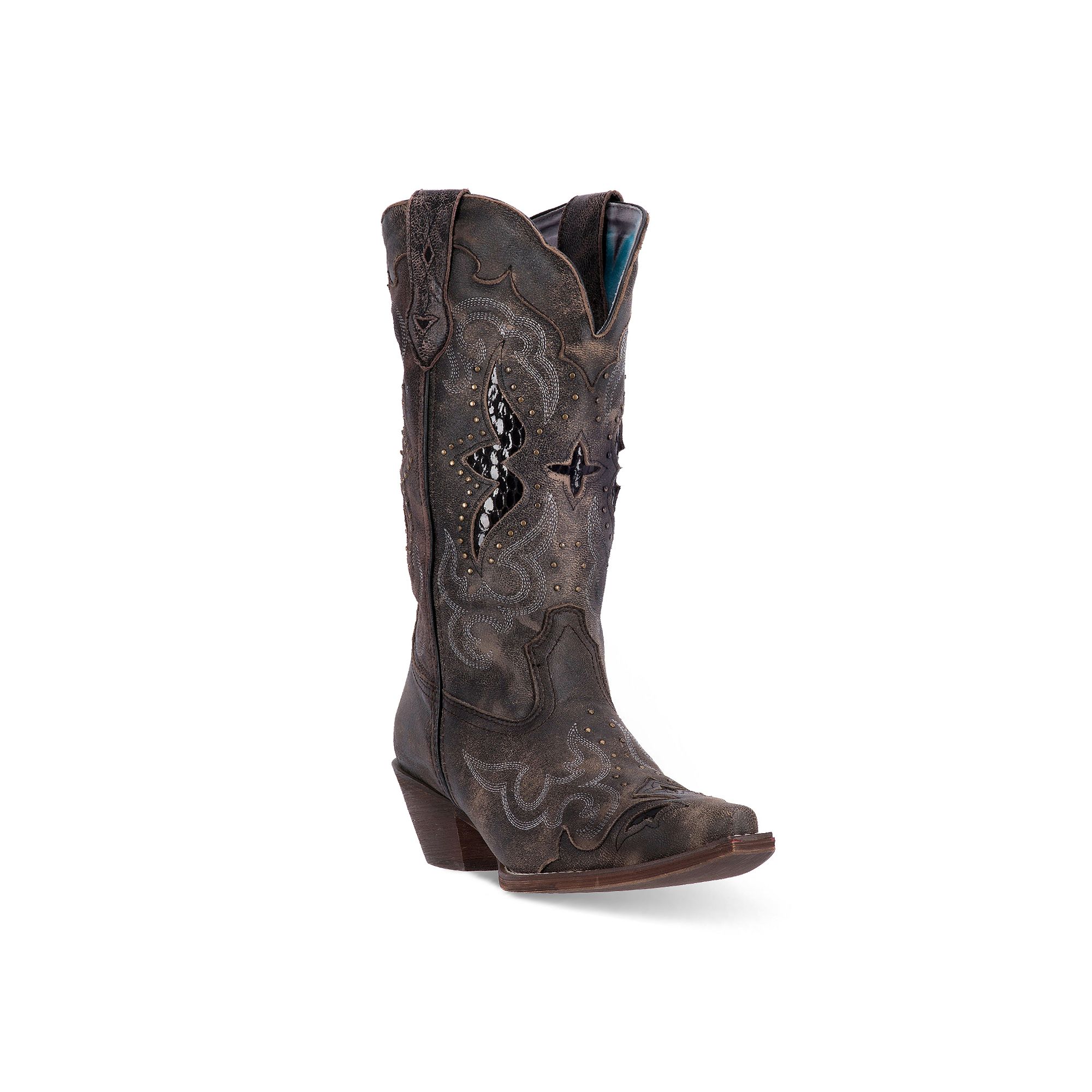 Laredo Lucretia Womens Snakeskin Print Cowboy Boots, Size: 7 Medium, Black