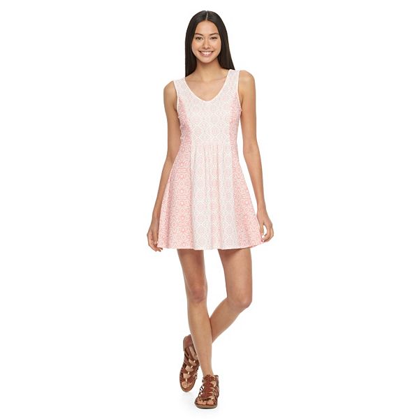 Juniors' Rewind Back Cutout Skater Dress