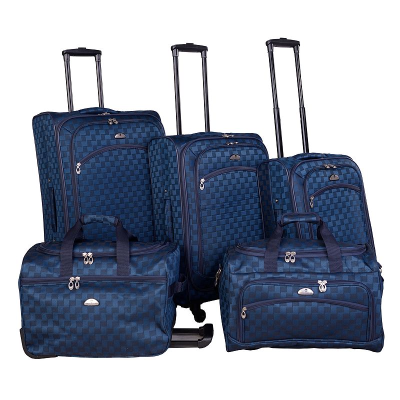 American Flyer Madrid 5-Piece Spinner Luggage Set, Blue, 5 PC SET